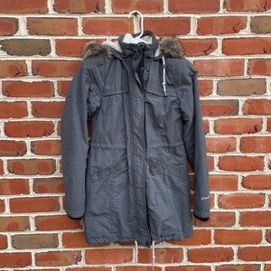 Gray Eddie Bauer Hooded Zip Up Winter Jacket